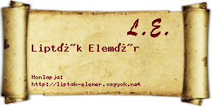 Lipták Elemér névjegykártya