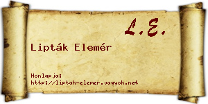 Lipták Elemér névjegykártya